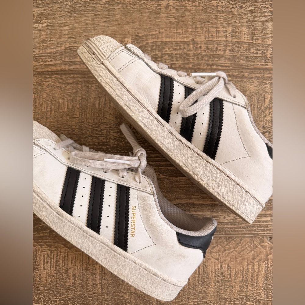 Kids Adidas Superstar White and Black Sneakers